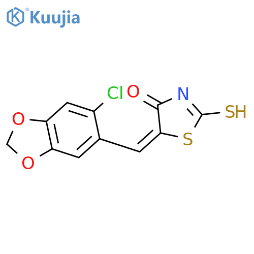 (5Z)-5-(6-Chloro-1,3-benzodioxol-5-yl)methylidene-2-sulfanyl-1,3-thiazol-4(5H)-one structure