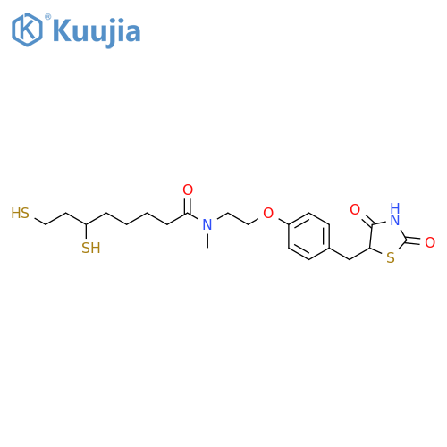 Octanamide,N-[2-[4-[(2,4-dioxo-5-thiazolidinyl)methyl]phenoxy]ethyl]-6,8-dimercapto-N-methyl- structure