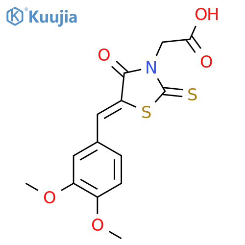 2-[(5Z)-5-[(3,4-Dimethoxyphenyl)methylidene]-4-oxo-2-sulfanylidene-1,3-thiazolidin-3-yl]acetic acid structure