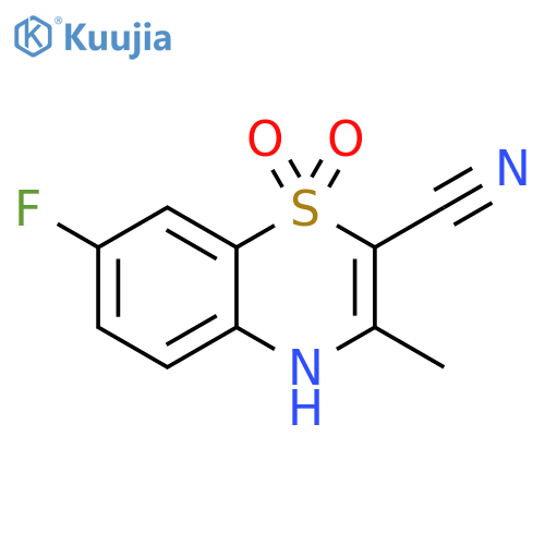 4H-1,4-Benzothiazine-2-carbonitrile, 7-fluoro-3-methyl-, 1,1-dioxide structure