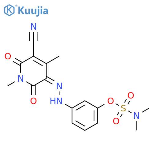 Sulfamic acid,N,N-dimethyl-,3-[2-(5-cyano-1,6-dihydro-2-hydroxy-1,4-dimethyl-6-oxo-3-pyridinyl)diazenyl]phenylester structure