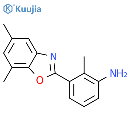 3-(5,7-Dimethyl-benzooxazol-2-yl)-2-methyl-phenylamine structure