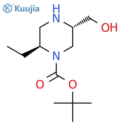 Tert-butyl (2S,5S)-2-ethyl-5-(hydroxymethyl)piperazine-1-carboxylate structure