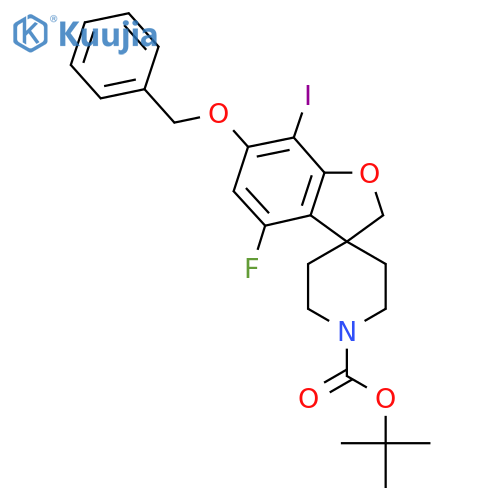tert-butyl 6-benzyloxy-4-fluoro-7-iodo-spiro[2H-benzofuran-3,4'-piperidine]-1'-carboxylate structure