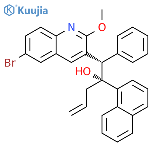 3-Quinolineethanol, 6-bromo-2-methoxy-α-1-naphthalenyl-β-phenyl-α-2-propen-1-yl-, (αR,βS)- structure