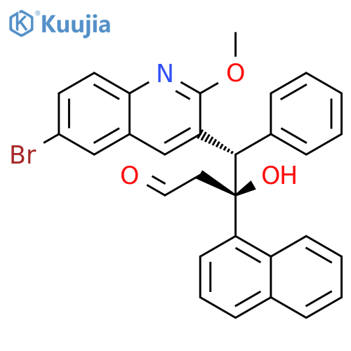 3-Quinolinebutanal, 6-bromo-β-hydroxy-2-methoxy-β-1-naphthalenyl-γ-phenyl-, (βS,γS)- structure