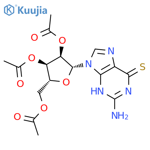 2-Amino-6-mercaptopurine-9-(2’,3’,5’-tri-O-acetyl-β-ribofuranosyl)purine structure