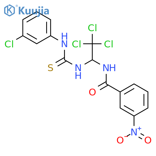 3-Nitro-N-(2,2,2-trichloro-1-(3-(3-chlorophenyl)thioureido)ethyl)benzamide structure