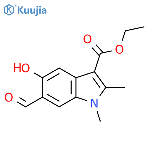 1H-Indole-3-carboxylic acid, 6-formyl-5-hydroxy-1,2-dimethyl-, ethyl ester structure