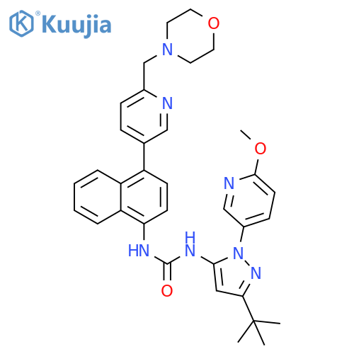 Urea,N-[3-(1,1-dimethylethyl)-1-(6-methoxy-3-pyridinyl)-1H-pyrazol-5-yl]-N'-[4-[6-(4-morpholinylmethyl)-3-pyridinyl]-1-naphthalenyl]- structure