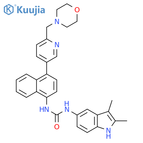 Urea,N-(2,3-dimethyl-1H-indol-5-yl)-N'-[4-[6-(4-morpholinylmethyl)-3-pyridinyl]-1-naphthalenyl]- structure