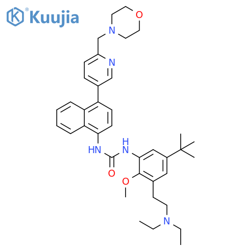 Urea,N-[3-[2-(diethylamino)ethyl]-5-(1,1-dimethylethyl)-2-methoxyphenyl]-N'-[4-[6-(4-morpholinylmethyl)-3-pyridinyl]-1-naphthalenyl]- structure