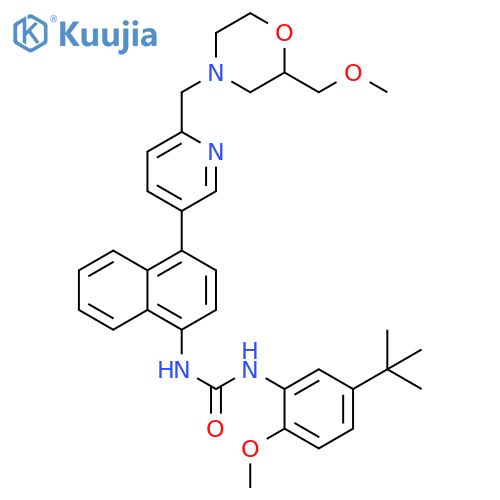 Urea,N-[5-(1,1-dimethylethyl)-2-methoxyphenyl]-N'-[4-[6-[[2-(methoxymethyl)-4-morpholinyl]methyl]-3-pyridinyl]-1-naphthalenyl]- structure