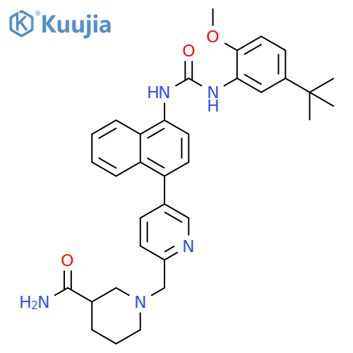 3-Piperidinecarboxamide,1-[[5-[4-[[[[5-(1,1-dimethylethyl)-2-methoxyphenyl]amino]carbonyl]amino]-1-naphthalenyl]-2-pyridinyl]methyl]- structure