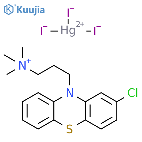 mono(3-(2-chloro-10H-phenothiazin-10-yl)-N,N,N-trimethylpropan-1-aminium) monomercury(III) triiodide structure