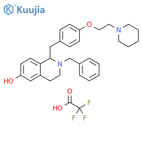 6-Isoquinolinol,1,2,3,4-tetrahydro-2-(phenylmethyl)-1-[[4-[2-(1-piperidinyl)ethoxy]phenyl]methyl]-, mono(trifluoroacetate) (salt) structure