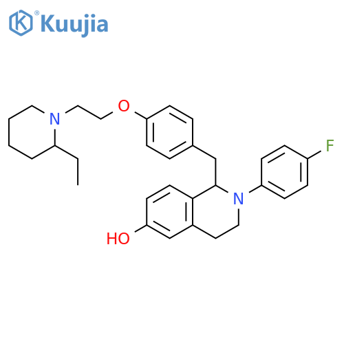 6-Isoquinolinol,1-[[4-[2-(2-ethyl-1-piperidinyl)ethoxy]phenyl]methyl]-2-(4-fluorophenyl)-1,2,3,4-tetrahydro- structure