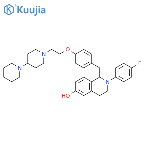 6-Isoquinolinol,1-[[4-(2-[1,4'-bipiperidin]-1'-ylethoxy)phenyl]methyl]-2-(4-fluorophenyl)-1,2,3,4-tetrahydro- structure