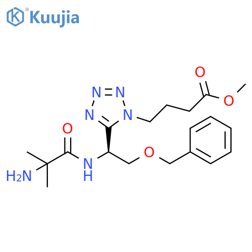 1H-Tetrazole-1-butanoic acid,5-[(1S)-1-[(2-amino-2-methyl-1-oxopropyl)amino]-2-(phenylmethoxy)ethyl]-, methyl ester structure