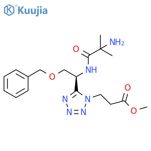 1H-Tetrazole-1-propanoic acid,5-[(1S)-1-[(2-amino-2-methyl-1-oxopropyl)amino]-2-(phenylmethoxy)ethyl]-, methyl ester structure