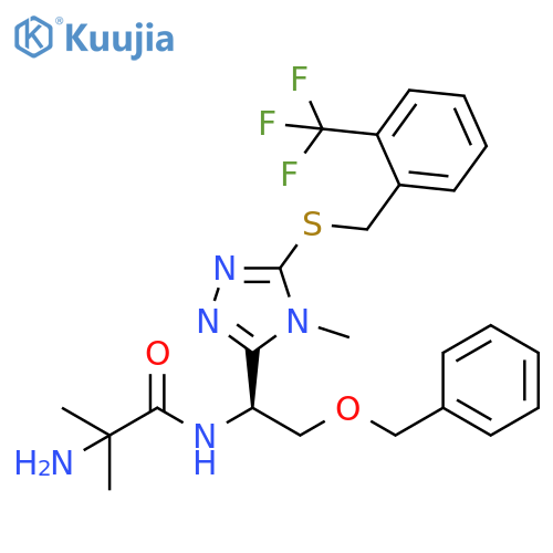 Propanamide,2-amino-2-methyl-N-[(1S)-1-[4-methyl-5-[[[2-(trifluoromethyl)phenyl]methyl]thio]-4H-1,2,4-triazol-3-yl]-2-(phenylmethoxy)ethyl]- structure