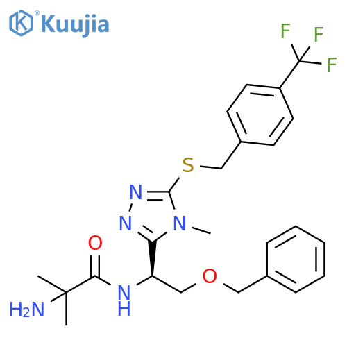 Propanamide,2-amino-2-methyl-N-[(1S)-1-[4-methyl-5-[[[4-(trifluoromethyl)phenyl]methyl]thio]-4H-1,2,4-triazol-3-yl]-2-(phenylmethoxy)ethyl]- structure