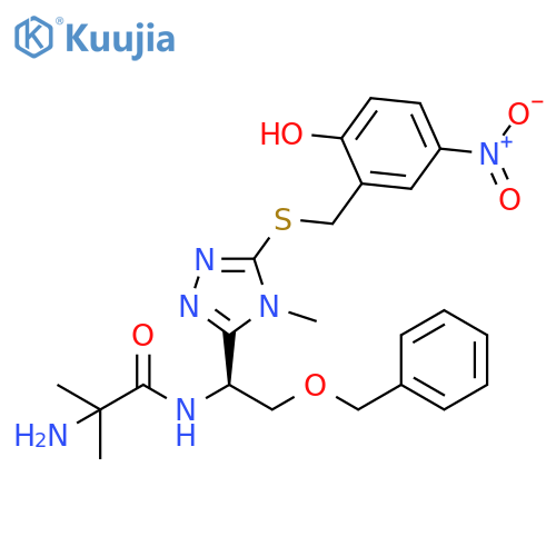Propanamide,2-amino-N-[(1S)-1-[5-[[(2-hydroxy-5-nitrophenyl)methyl]thio]-4-methyl-4H-1,2,4-triazol-3-yl]-2-(phenylmethoxy)ethyl]-2-methyl- structure