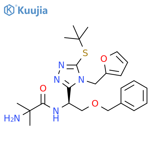Propanamide,2-amino-N-[(1S)-1-[5-[(1,1-dimethylethyl)thio]-4-(2-furanylmethyl)-4H-1,2,4-triazol-3-yl]-2-(phenylmethoxy)ethyl]-2-methyl- structure