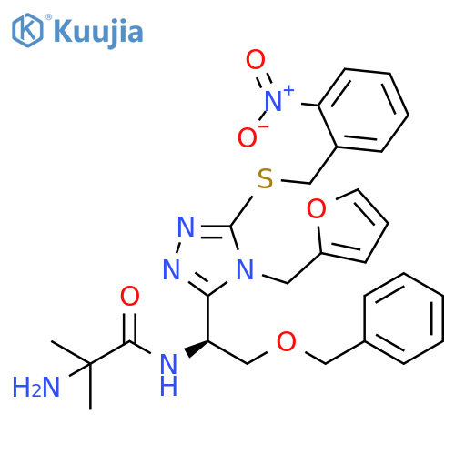 Propanamide,2-amino-N-[(1S)-1-[4-(2-furanylmethyl)-5-[[(2-nitrophenyl)methyl]thio]-4H-1,2,4-triazol-3-yl]-2-(phenylmethoxy)ethyl]-2-methyl- structure