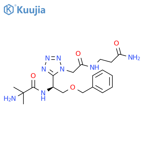 1H-Tetrazole-1-acetamide,5-[(1S)-1-[(2-amino-2-methyl-1-oxopropyl)amino]-2-(phenylmethoxy)ethyl]-N-(3-amino-3-oxopropyl)- structure