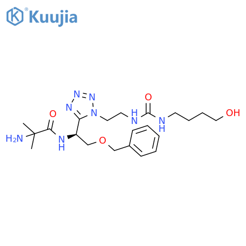 Propanamide,2-amino-N-[(1S)-1-[1-[2-[[[(4-hydroxybutyl)amino]carbonyl]amino]ethyl]-1H-tetrazol-5-yl]-2-(phenylmethoxy)ethyl]-2-methyl- structure