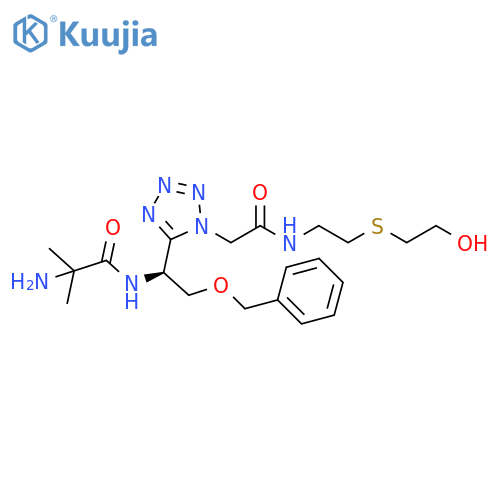 1H-Tetrazole-1-acetamide,5-[(1S)-1-[(2-amino-2-methyl-1-oxopropyl)amino]-2-(phenylmethoxy)ethyl]-N-[2-[(2-hydroxyethyl)thio]ethyl]- structure