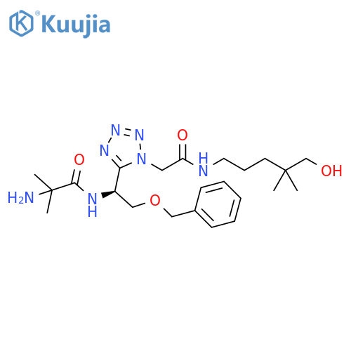 1H-Tetrazole-1-acetamide,5-[(1S)-1-[(2-amino-2-methyl-1-oxopropyl)amino]-2-(phenylmethoxy)ethyl]-N-(5-hydroxy-4,4-dimethylpentyl)- structure
