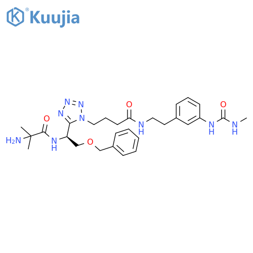 1H-Tetrazole-1-butanamide,5-[(1S)-1-[(2-amino-2-methyl-1-oxopropyl)amino]-2-(phenylmethoxy)ethyl]-N-[2-[3-[[(methylamino)carbonyl]amino]phenyl]ethyl]- structure
