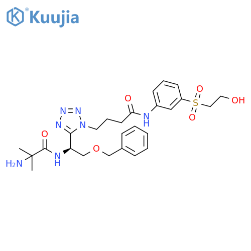 1H-Tetrazole-1-butanamide,5-[(1S)-1-[(2-amino-2-methyl-1-oxopropyl)amino]-2-(phenylmethoxy)ethyl]-N-[3-[(2-hydroxyethyl)sulfonyl]phenyl]- structure