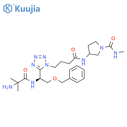 1H-Tetrazole-1-butanamide,5-[(1S)-1-[(2-amino-2-methyl-1-oxopropyl)amino]-2-(phenylmethoxy)ethyl]-N-[1-[(methylamino)carbonyl]-3-pyrrolidinyl]- structure