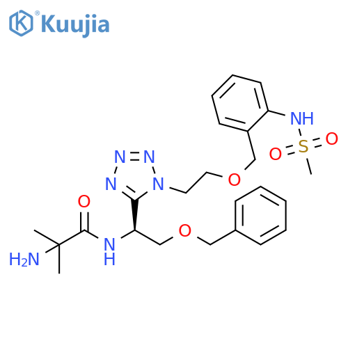 Propanamide,2-amino-2-methyl-N-[(1S)-1-[1-[2-[[2-[(methylsulfonyl)amino]phenyl]methoxy]ethyl]-1H-tetrazol-5-yl]-2-(phenylmethoxy)ethyl]- structure
