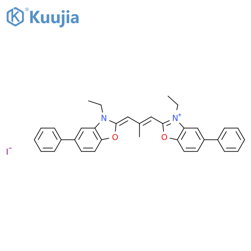 Benzoxazolium,3-ethyl-2-[3-(3-ethyl-5-phenyl-2(3H)-benzoxazolylidene)-2-methyl-1-propen-1-yl]-5-phenyl-,iodide (1:1) structure