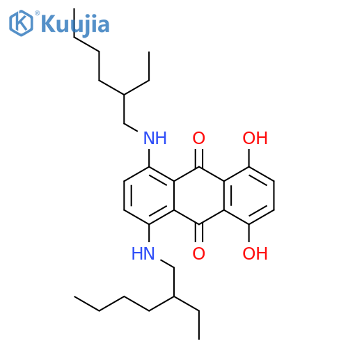 1,4-Bis((2-ethylhexyl)amino)-5,8-dihydroxyanthracene-9,10-dione structure