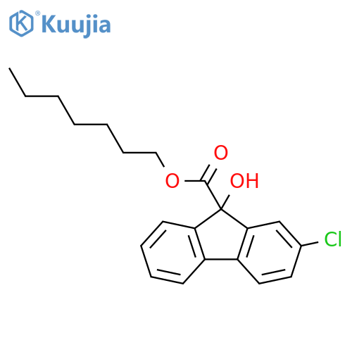 9H-Fluorene-9-carboxylicacid, 2-chloro-9-hydroxy-, heptyl ester structure