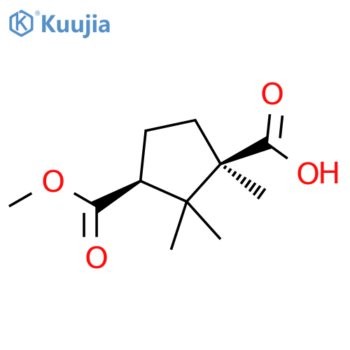 1,3-Cyclopentanedicarboxylic acid, 1,2,2-trimethyl-, 3-methyl ester, (1R,3S)- structure
