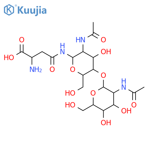 4-[[3-acetamido-5-[3-acetamido-4,5-dihydroxy-6-(hydroxymethyl)oxan-2-yl]oxy-4-hydroxy-6-(hydroxymethyl)oxan-2-yl]amino]-2-amino-4-oxobutanoic acid structure