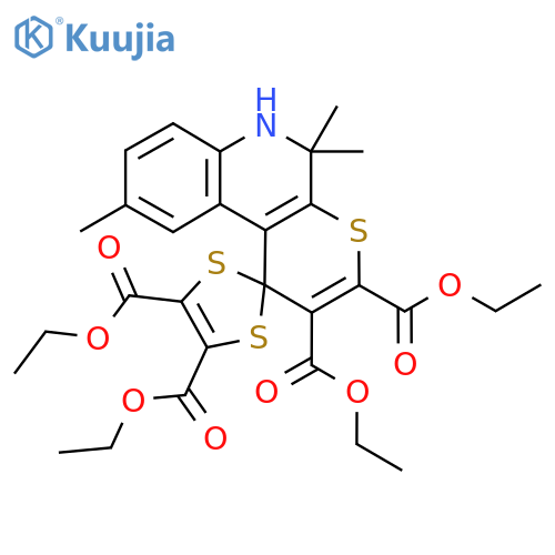 Tetraethyl 5',5',9'-trimethyl-5',6'-dihydrospiro1,3-dithiole-2,1'-thiopyrano2,3-cquinoline-2',3',4,5-tetracarboxylate structure