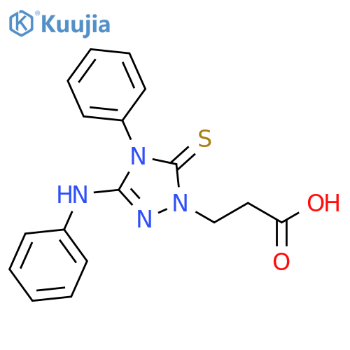 3-4-phenyl-3-(phenylamino)-5-sulfanylidene-4,5-dihydro-1H-1,2,4-triazol-1-ylpropanoic acid structure