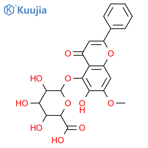 β-D-Glucopyranosiduronic acid, 6-hydroxy-7-methoxy-4-oxo-2-phenyl-4H-1-benzopyran-5-yl structure