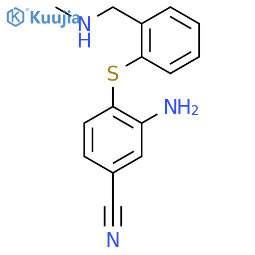 3-Amino-4-((2-((methylamino)methyl)phenyl)thio)benzonitrile structure