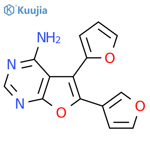 Furo[2,3-d]pyrimidin-4-amine, 5-(2-furanyl)-6-(3-furanyl)- structure