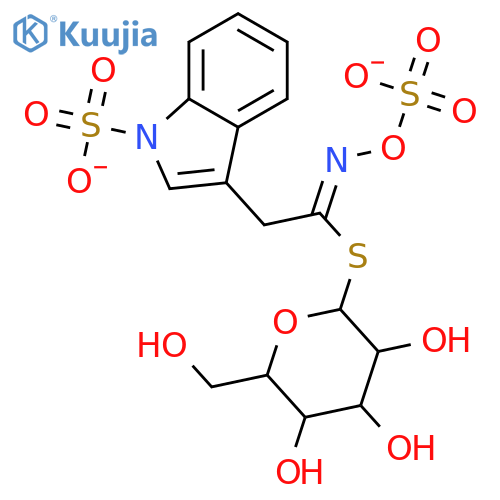 b-D-Glucopyranose, 1-thio-,1-[1-sulfo-N-(sulfooxy)-1H-indole-3-ethanimidate] structure