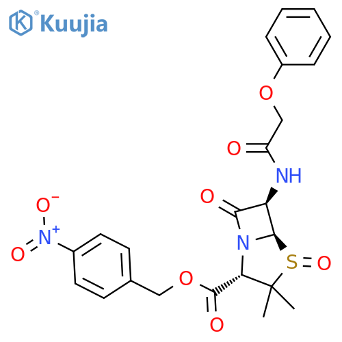 4-Thia-1-azabicyclo[3.2.0]heptane-2-carboxylicacid, 3,3-dimethyl-7-oxo-6-[(phenoxyacetyl)amino]-, (4-nitrophenyl)methylester, 4-oxide, (2S,5R,6R)- (9CI) structure