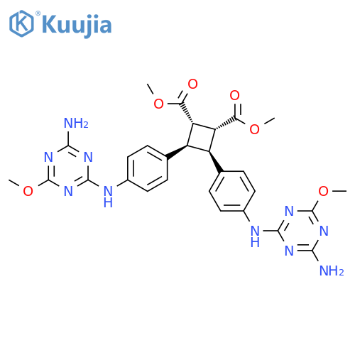 1,2-Cyclobutanedicarboxylic acid,3,4-bis[4-[(4-amino-6-methoxy-1,3,5-triazin-2-yl)amino]phenyl]-,dimethyl ester, (1R,2S,3R,4S)-rel- structure